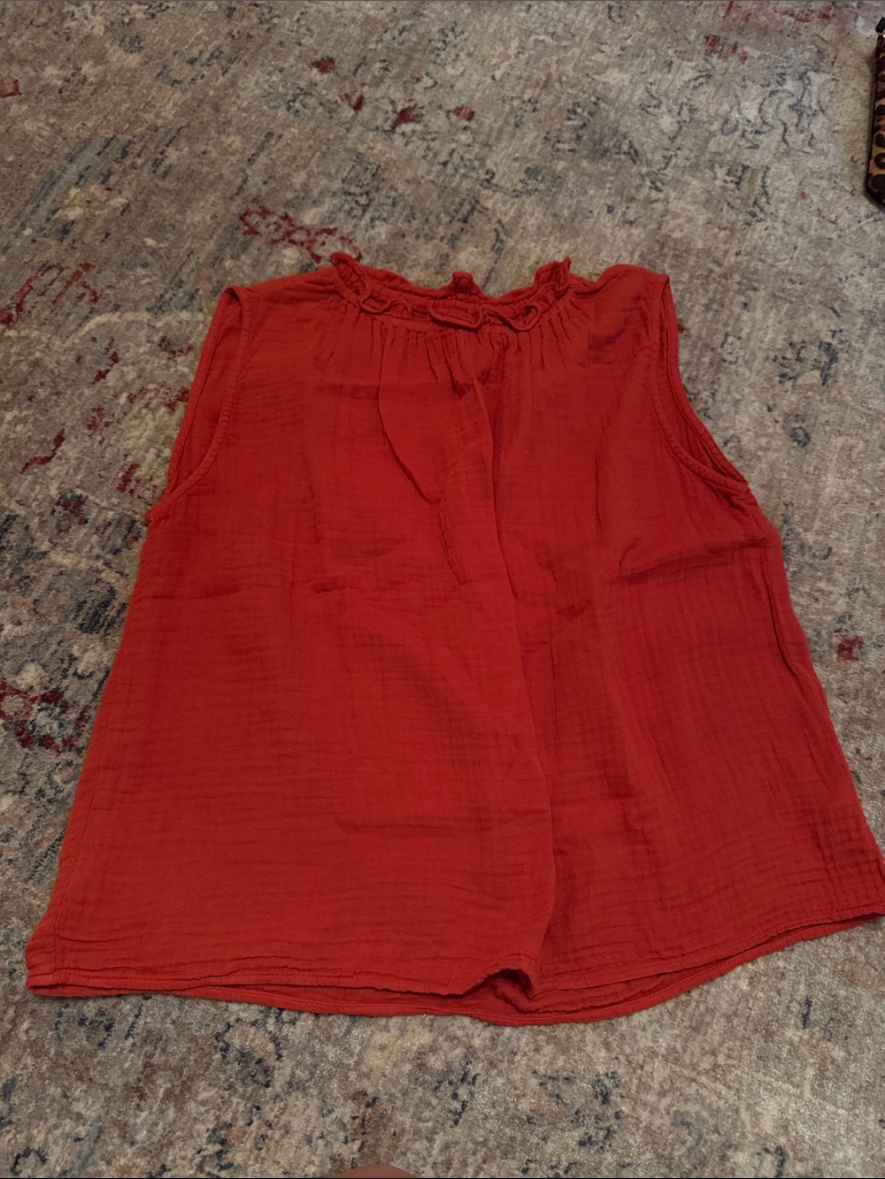Velvet by Graham & Spencer cotton Sleeveless Ruffle Neck Top